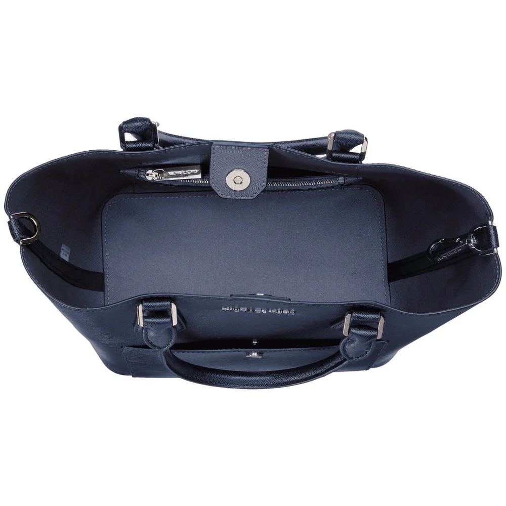New! MICHAEL KORS Leather Greenwich Large Grab Bag Handbag Crossbody Navy Blue